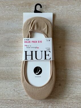 Hue Cotton Liner Socks Value Pack 4 Pair NWT